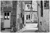 Church grounds, Vezelay. Burgundy, France (black and white)