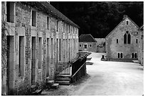 Abbaye de Fontenay, late afternoon (Fontenay Abbey). Burgundy, France (black and white)