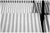 Cloth covers of market stands, Nice. Maritime Alps, France (black and white)