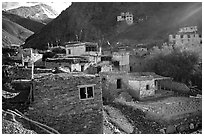 Ichack Village, Zanskar, Jammu and Kashmir. India (black and white)