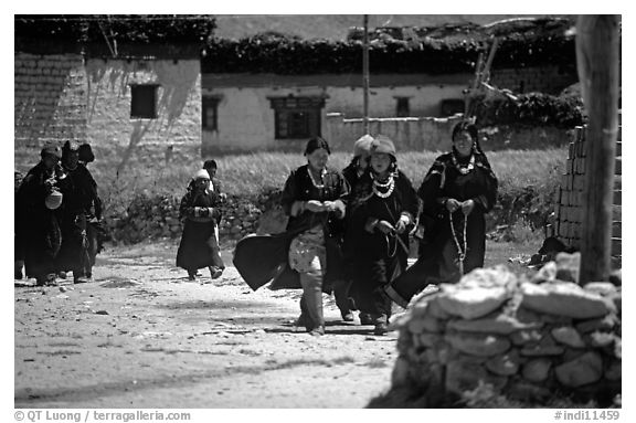 Group of villagers,  Zanskar, Jammu and Kashmir. India (black and white)