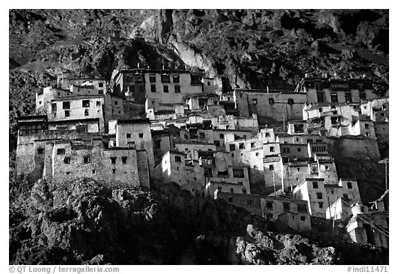 Zongkul Gompa, Zanskar, Jammu and Kashmir. India (black and white)