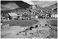 Padum, Zanskar, Jammu and Kashmir. India (black and white)