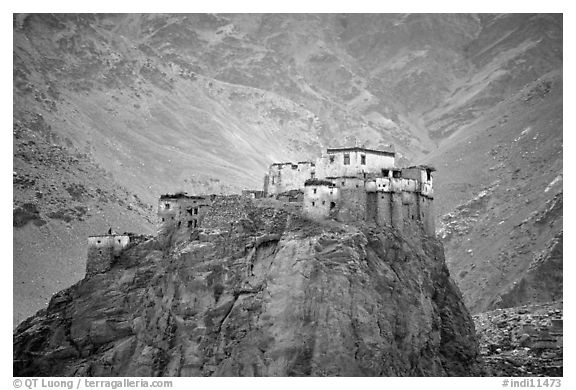 Bardan monastery, Zanskar, Jammu and Kashmir. India (black and white)