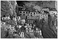 Phugtal gompa, Zanskar, Jammu and Kashmir. India (black and white)