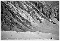 Chorten and mountain slopes, Zanskar, Jammu and Kashmir. India (black and white)
