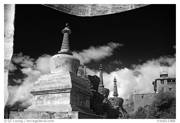 Chortens and  prayer flags, Lahul, Himachal Pradesh. India