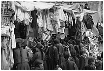 Market, Keylong, Himachal Pradesh. India (black and white)
