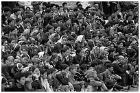 Crowd watching a performance, Keylong, Himachal Pradesh. India (black and white)