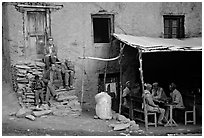 House and eatery, Himachal Pradesh. India ( black and white)