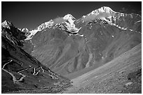 Mountainside road with hairpin turns, Himachal Pradesh. India ( black and white)