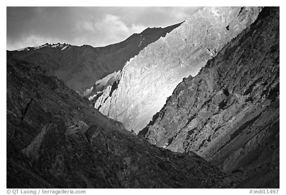 Dramatic light on barren mountains, Zanskar, Jammu and Kashmir. India