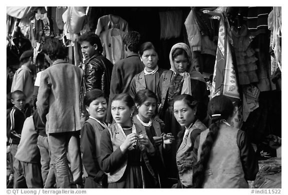 Women in market, Keylong, Himachal Pradesh. India (black and white)