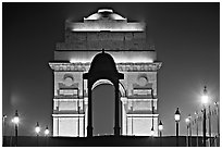 India Gate by night. New Delhi, India ( black and white)