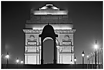 India Gate by night. New Delhi, India (black and white)