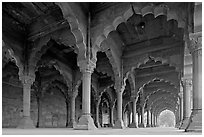 Arches in Diwan-i-Am, Red Fort. New Delhi, India (black and white)