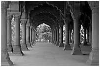 Diwan-i-Am (Hall of public audiences), Red Fort. New Delhi, India (black and white)