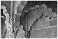 Detail of arche in Diwan-i-Am, Red Fort. New Delhi, India (black and white)