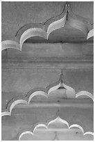 Arches and roof detail, Diwan-i-Am, Red Fort. New Delhi, India (black and white)