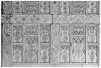 Marble wall decor,  Diwan-i-Khas, Red Fort. New Delhi, India (black and white)