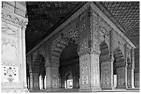 Columns and arches, Royal Baths, Red Fort. New Delhi, India (black and white)