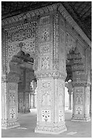 Decorated columns, Hammans, Red Fort. New Delhi, India (black and white)