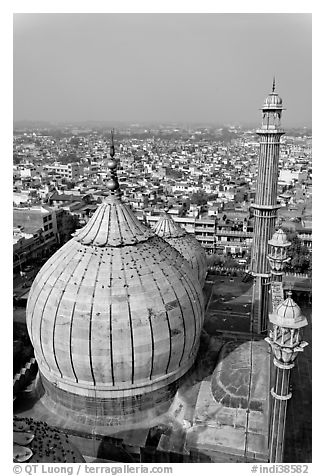 Dome of Jama Masjid mosque and Old Delhi rooftops. New Delhi, India