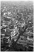 View of a Old Delhi street from above. New Delhi, India (black and white)