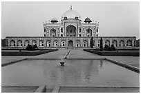 Basin, watercourses, and Humayun's tomb,. New Delhi, India ( black and white)