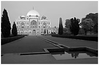 Main mausoleum at dusk, Humayun's tomb,. New Delhi, India ( black and white)