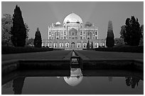 Humayun's tomb at night. New Delhi, India ( black and white)