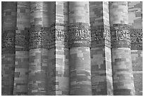 Detail of flutted sandstone, Qutb Minar. New Delhi, India (black and white)