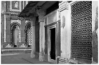 Detail of tomb of Imam Zamin and  Alai Darweza gate, Qutb complex. New Delhi, India (black and white)