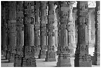 Colonade around  Quwwat-ul-Islam mosque, Qutb complex. New Delhi, India ( black and white)