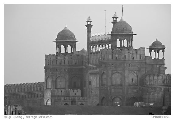 Lahore Gate at dawn. New Delhi, India (black and white)