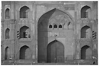 Detail of Jama Masjid East Gate. New Delhi, India (black and white)