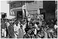 Muslim wedding procession. Jodhpur, Rajasthan, India (black and white)