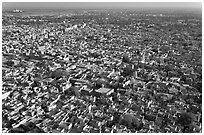 Blue City, seen from Mehrangarh Fort. Jodhpur, Rajasthan, India ( black and white)