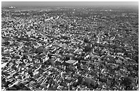 Blue City, seen from Mehrangarh Fort. Jodhpur, Rajasthan, India (black and white)