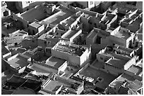 Cubist geometry of rooftops seen from above. Jodhpur, Rajasthan, India (black and white)