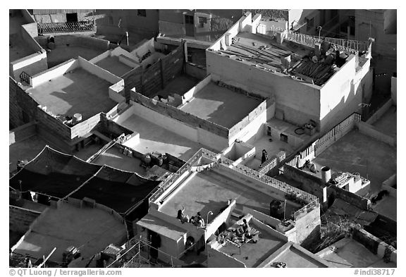 Rooftop terraces seen from above. Jodhpur, Rajasthan, India