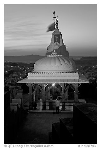 Chamunda Devi temple, Mehrangarh Fort. Jodhpur, Rajasthan, India (black and white)