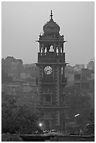 Clock tower at dawn. Jodhpur, Rajasthan, India (black and white)