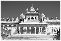 White marble mausoleum, Jaswant Thada. Jodhpur, Rajasthan, India (black and white)