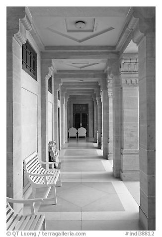 Corridor inside Umaid Bhawan Palace. Jodhpur, Rajasthan, India