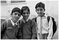 Schoolboys in uniform. Jodhpur, Rajasthan, India ( black and white)