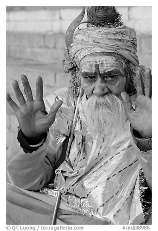 Pilgrim. Varanasi, Uttar Pradesh, India (black and white)