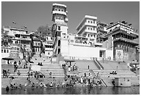 Ganges River at Meer Ghat. Varanasi, Uttar Pradesh, India ( black and white)