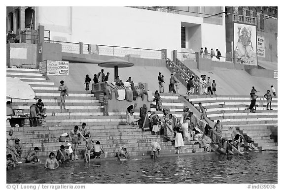 Colorful steps at Meer Ghat. Varanasi, Uttar Pradesh, India