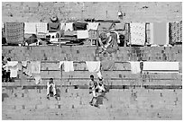 Laundry and steps. Varanasi, Uttar Pradesh, India (black and white)